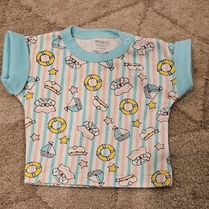 Vintage Nwot Hopscotch Snap Shouldar T-Shirt with Salor Print